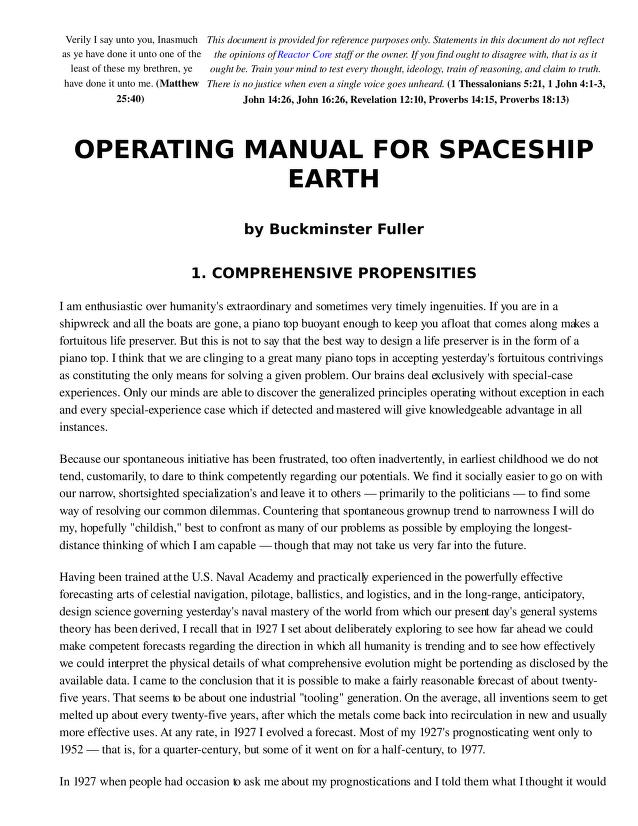 Operating Manual for Spaceship Earth - Richard Buckminster Fuller
